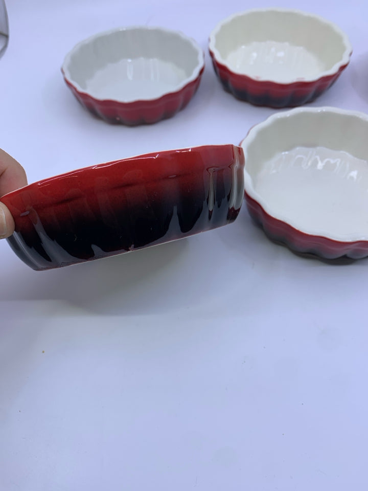 6 PC RED CREME BRULEE BOWLS W/WAVY EDGE.