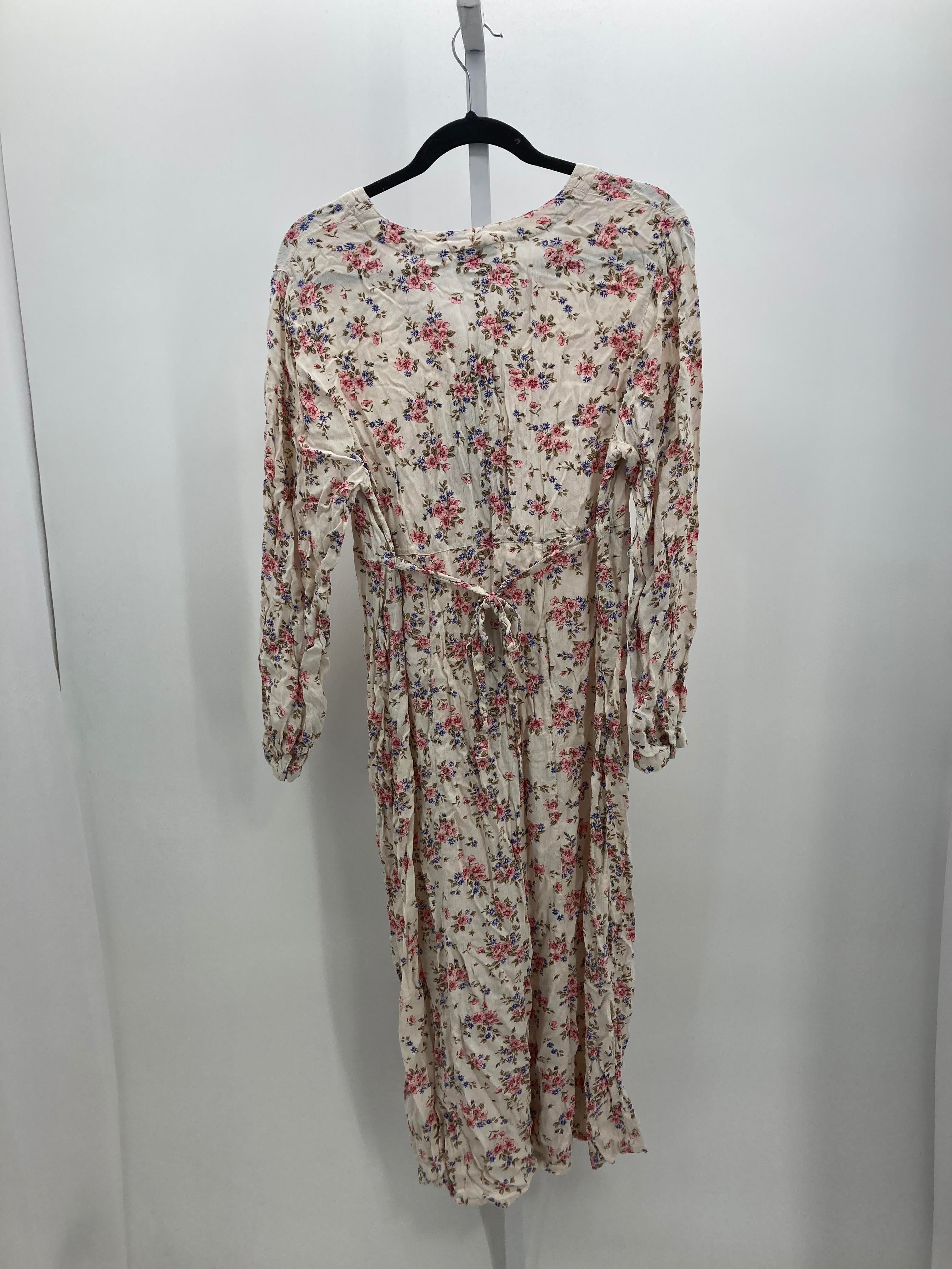 Oh Mamma Off-White Size Medium Maternity Long Sleeve Dress