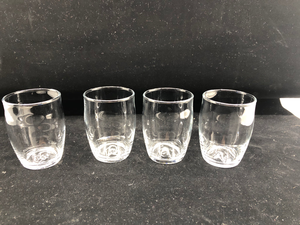 4 SMALL JUICE GLASSES.