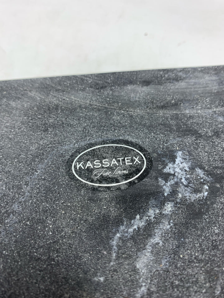 BLACK MARBLE TRAY W/GOLD ACCENTS.