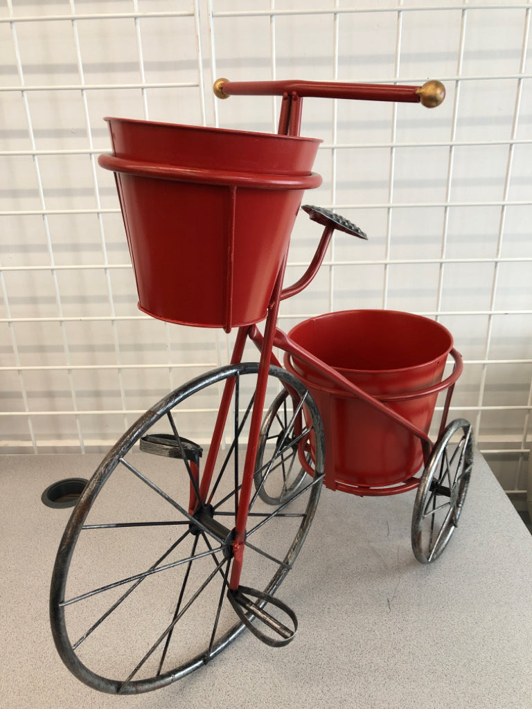 2 SECTION RED BICYCLE PLANTER.