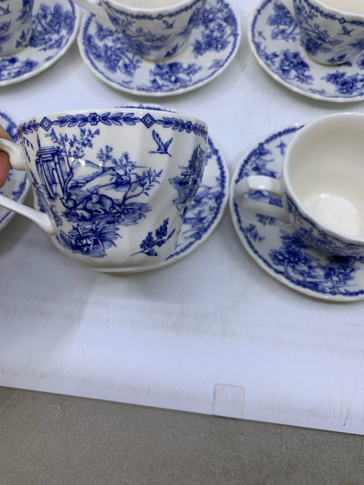 16 PC BLUE/WHITE 4 ASSORTED THEME.