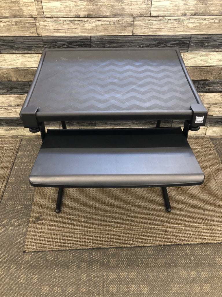 BLACK ZIGZAG DESIGN DESK W/ATTACHMENT DRAWER.