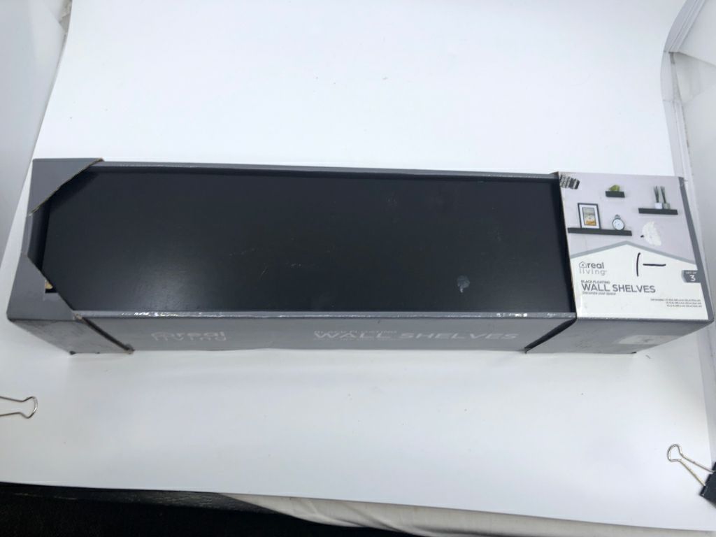 3 NIB BLACK FLOATING SHELF.
