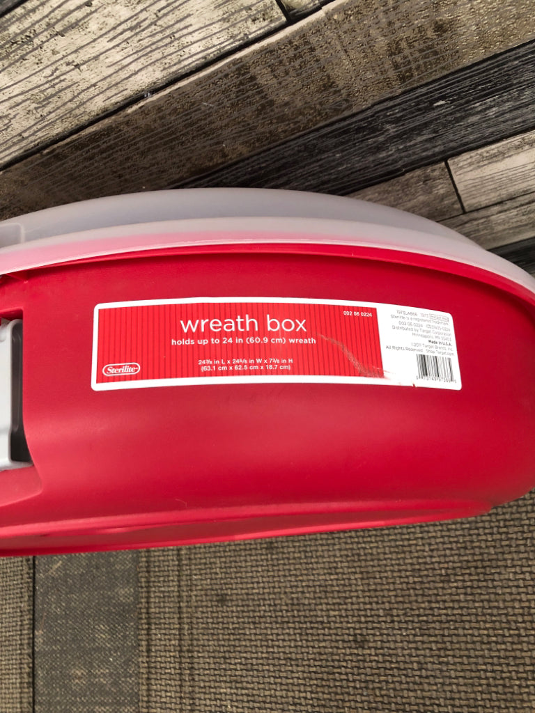 RED STERILITE WREATH STORAGE BOX.