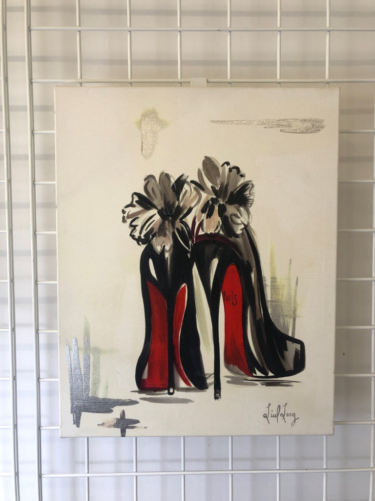 RED HEELS CANVAS WALL ART.