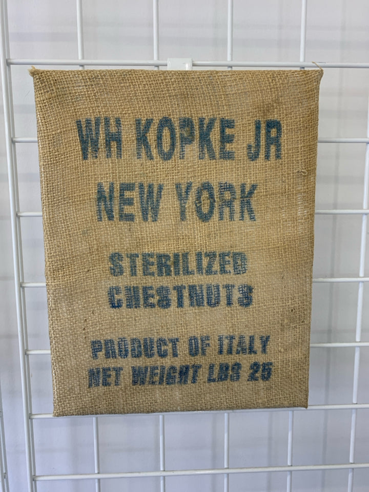 STERILIZED CHESNUT BURLAP WALL ART.