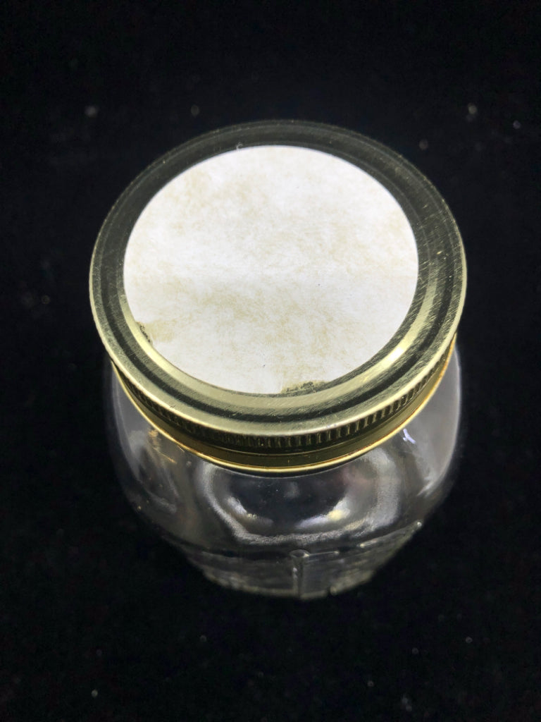 LARGE MASON JAR W GOLD LID.