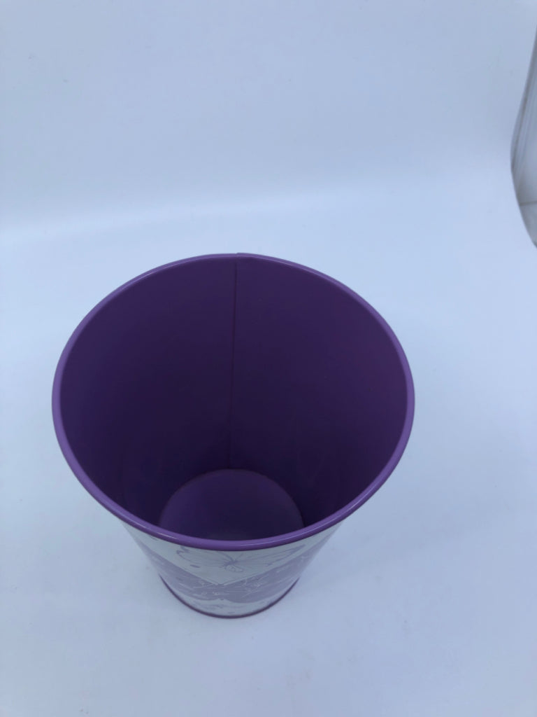 PURPLE BUTTERFLY METAL BUCKET.