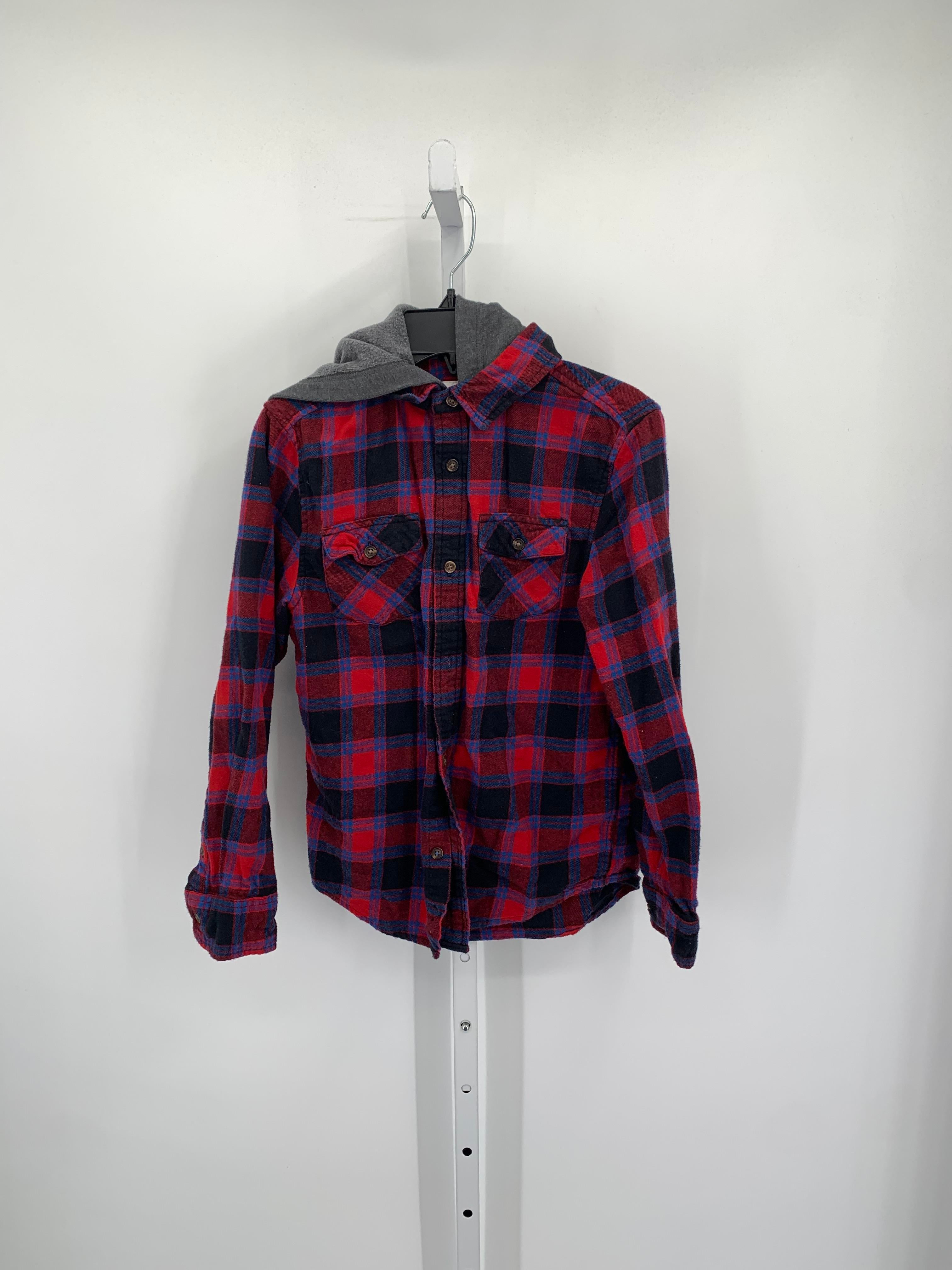 PLAID HOODED BUTTON DOWN