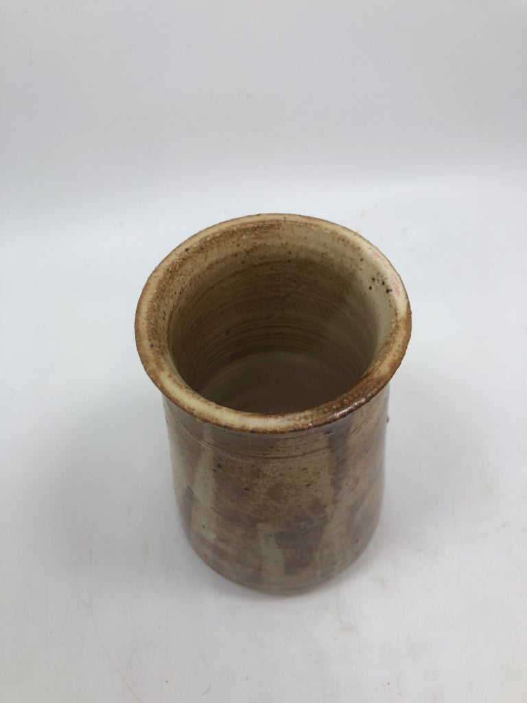 BROWN POTTERY VASE.