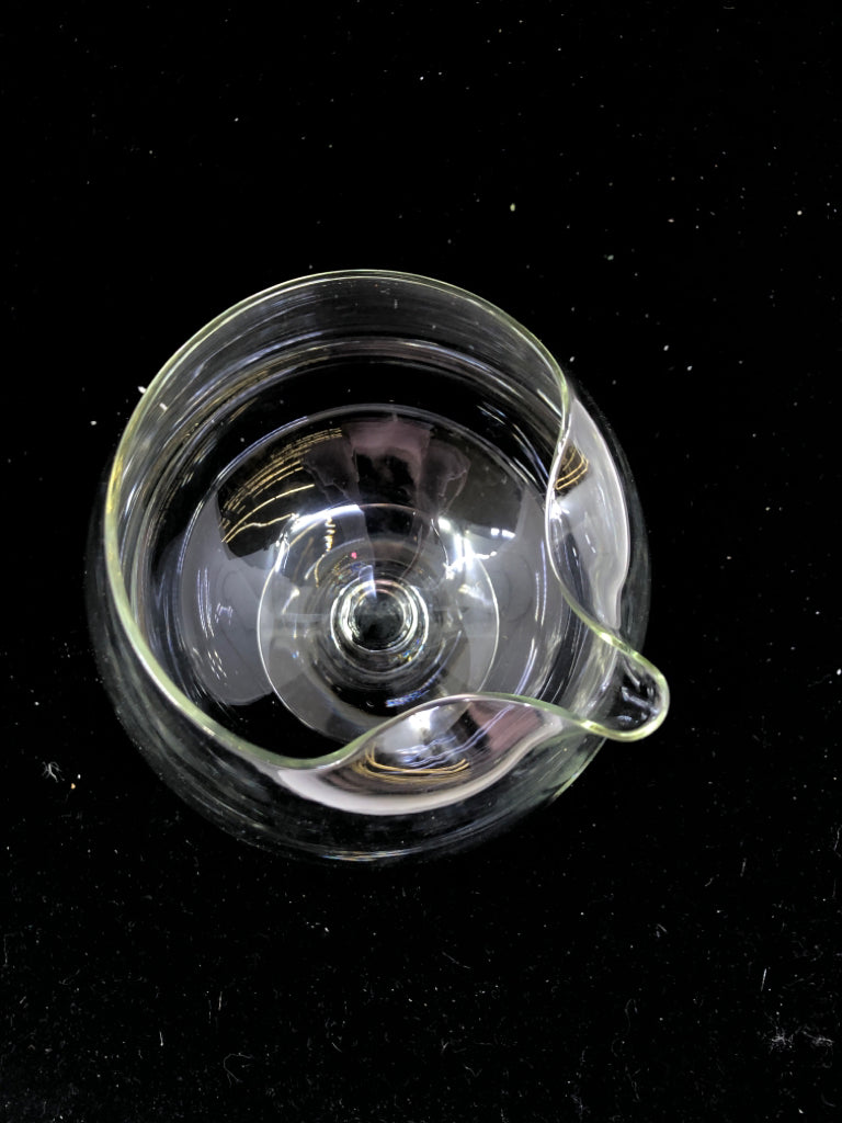 GLASS FOOTED COCKTAIL/ BRANDY PITCHER W LIP.