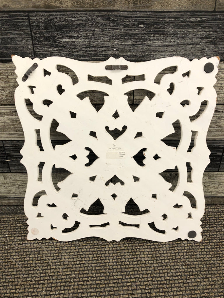 DISTRESSED MANDALA CARVED WOODEN WALL PANEL.