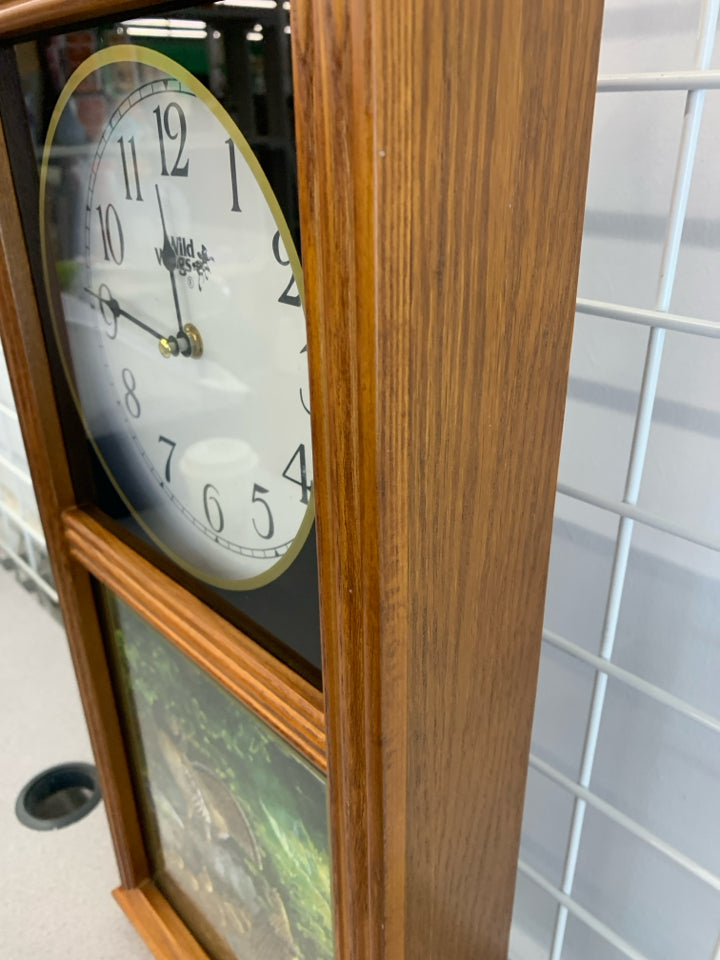 WILD WINGS CLOCK W/QUAILS PICTURE.