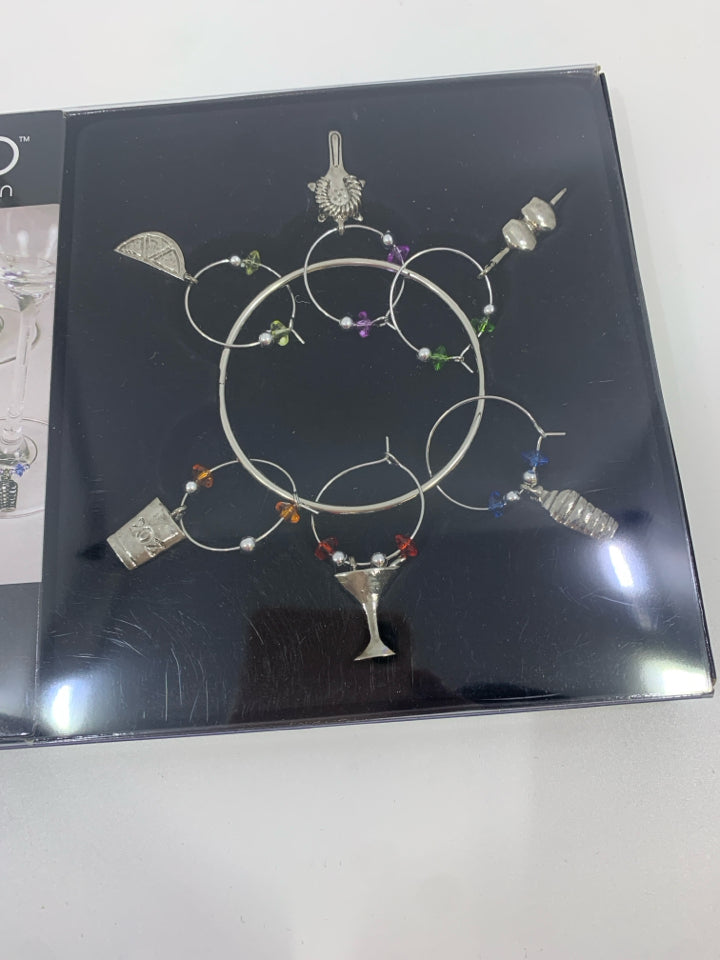 NIP 6PC STEMWARE CHARMS.