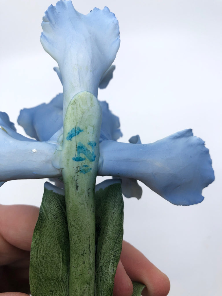 BLUE IRIS PORCELAIN FLOWER.