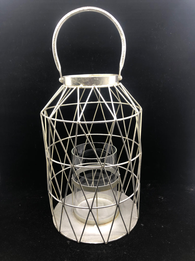 SILVER METAL HANGING CANDLE.