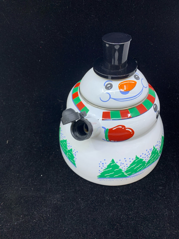 METAL SNOWMAN SHAPED TEA KETTLE.