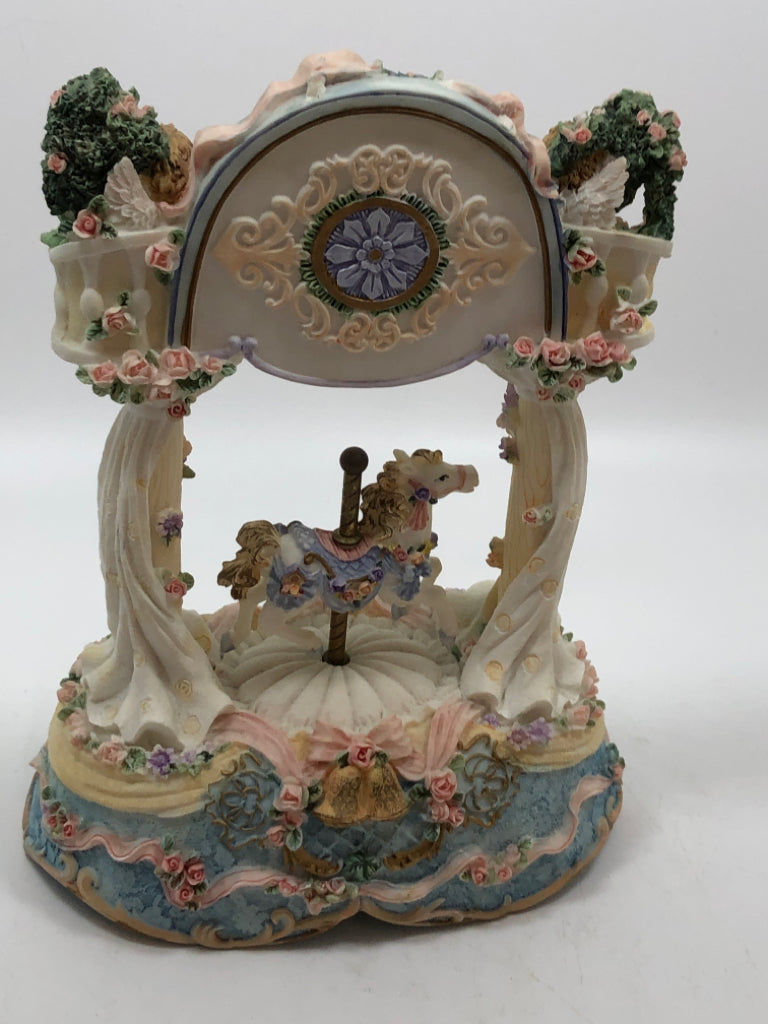 RESIN CAROUSEL HORSE MUSIC BOX.