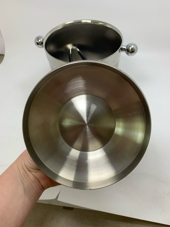 2 PC STAINLESS STEEL ICE BUCKET LID/TONGS.