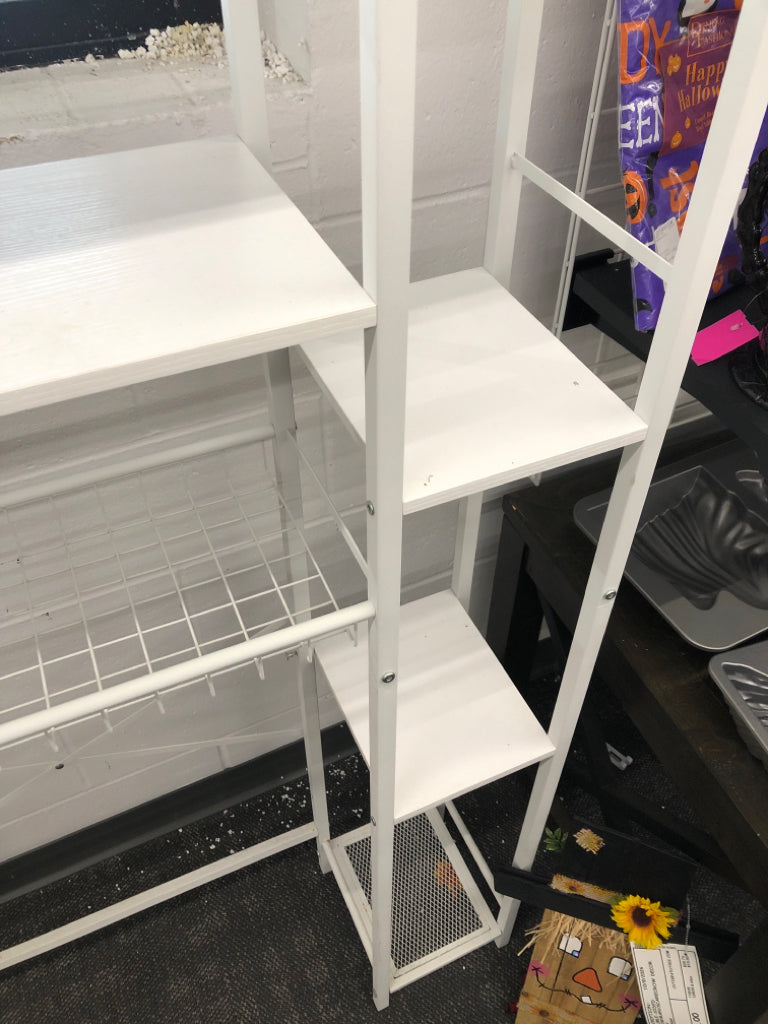 WHITE 6 SHELF BATHROOM STORAGE RACK.