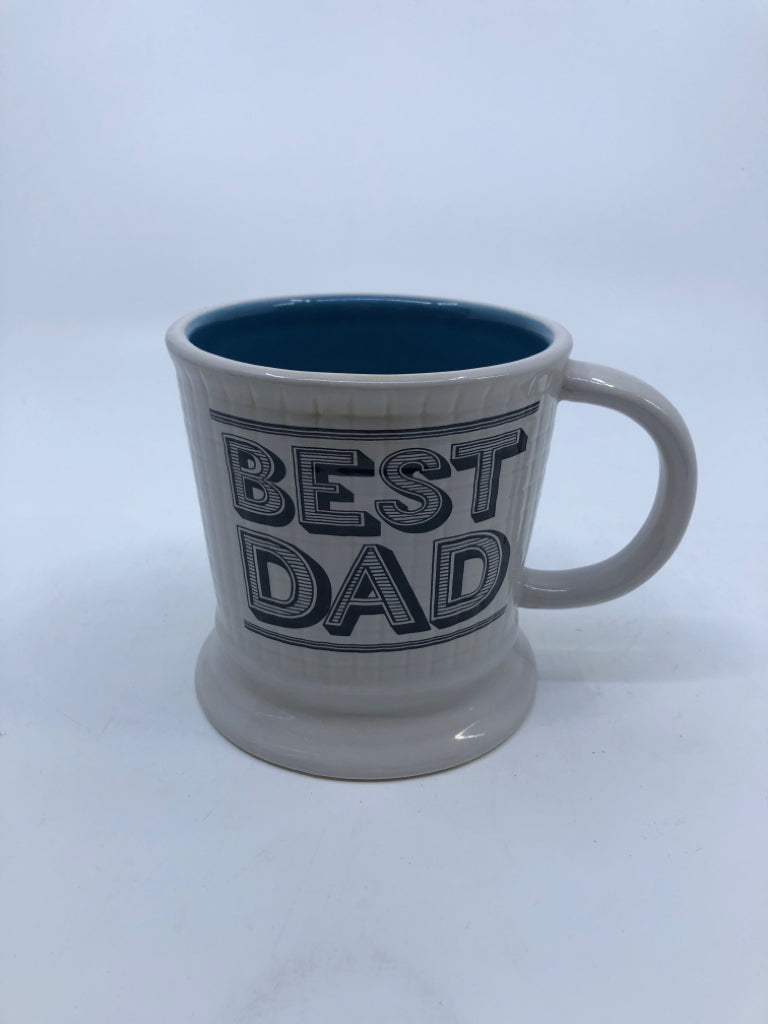 BEST DAD WHITE MUG / BLUE INSIDE.