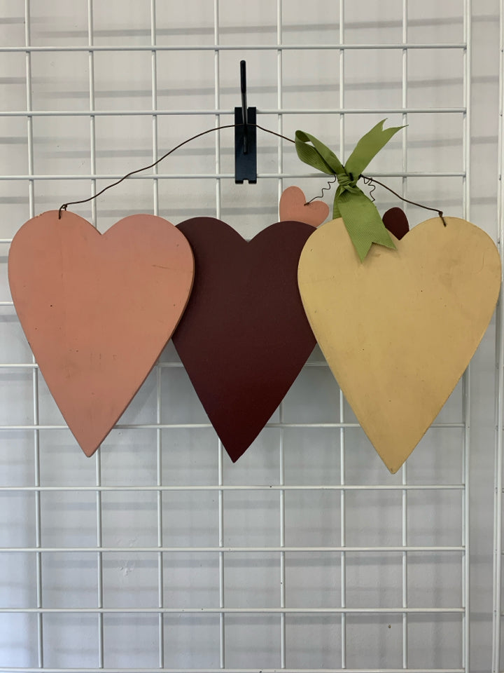 3 "LOVE" HANGING HEARTS.