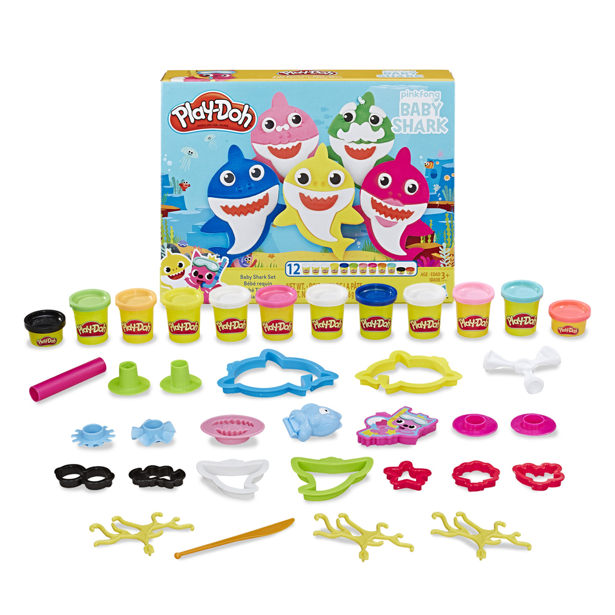 Play-Doh Pinkfong Baby Shark Set with 12 Non-Toxic Cans (22 Oz) -