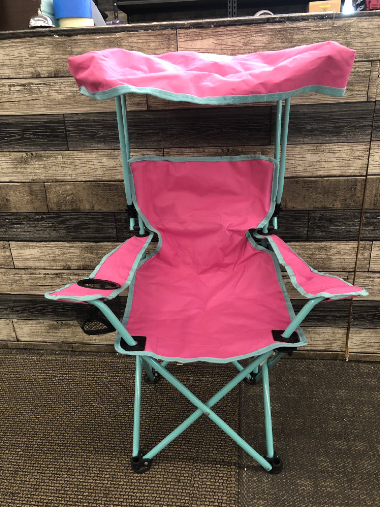 PINK/BLUE KIDS FOLDING CANOPY CHAIR.