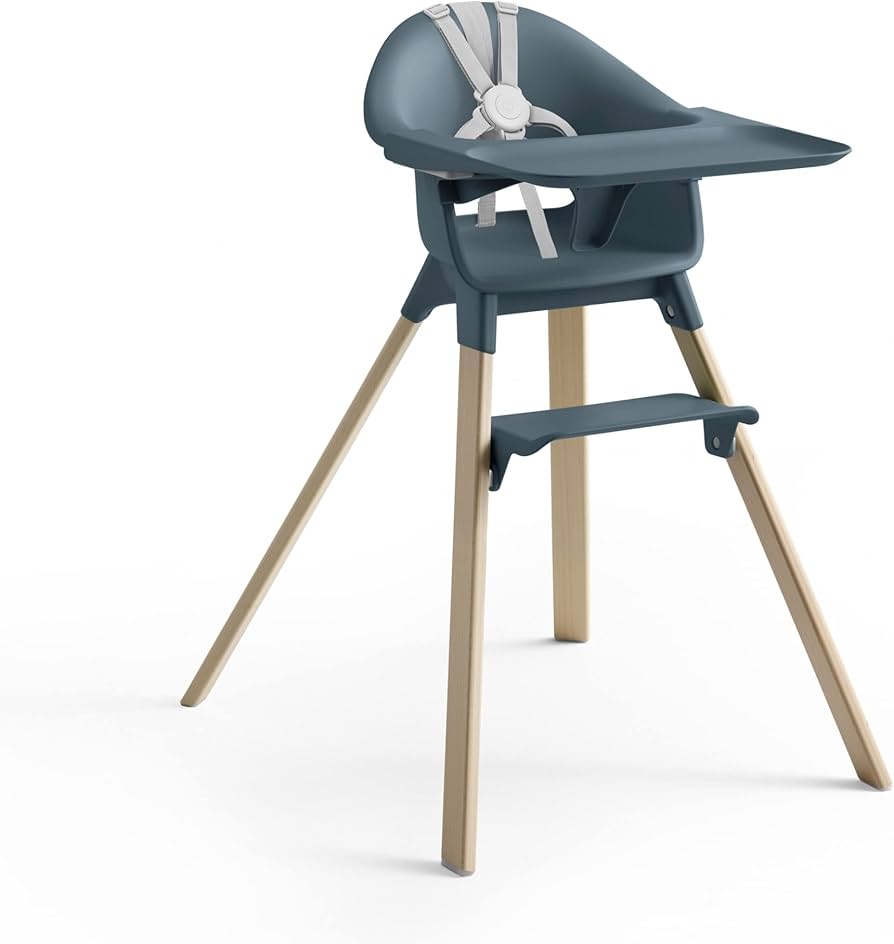 Stokke Clikk High Chair, Fjord Blue - All-in-One High Chair with Tray + Harness