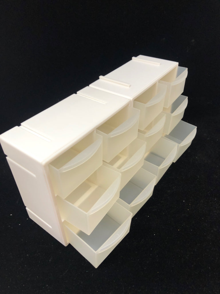 12 DRAWER PLASTIC STORAGE WHITE/CLEAR.