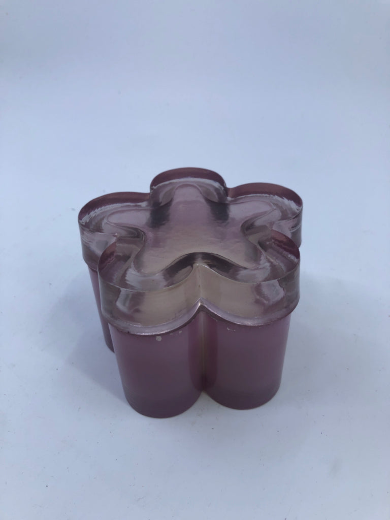 PINK GLASS FLOWER CANDLE.