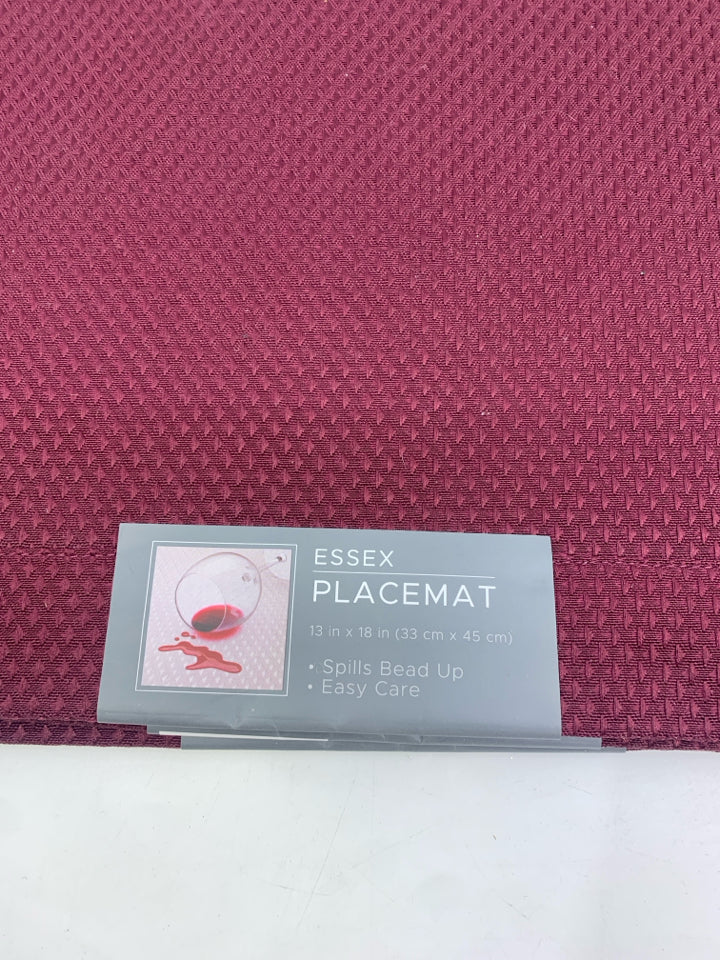 NEW 4 CRANBERRY RED ESSEX PLACEMATS.