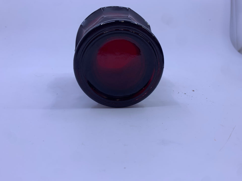 4 VTG SHORT AVON CRANBERRY WATER GLASSES.