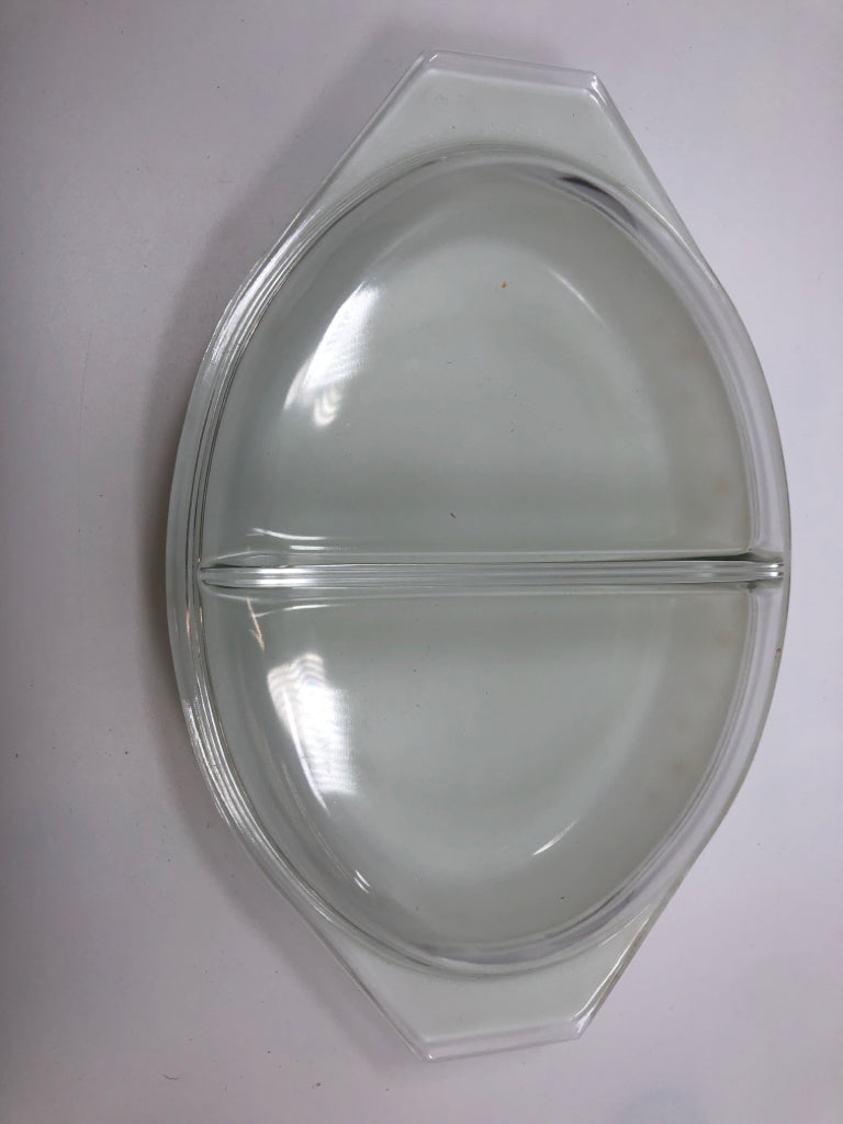 VTG DIVIDED CASSEROLE DISH PYREX CONSTELLATION ATOMIC STARBURST W/LID.