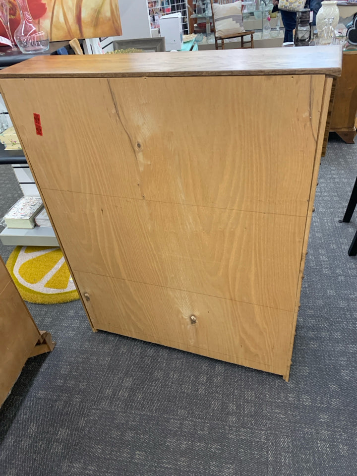 VTG SECRETARY DESK W 2 SHELVES AND WHEAT PATTERN.