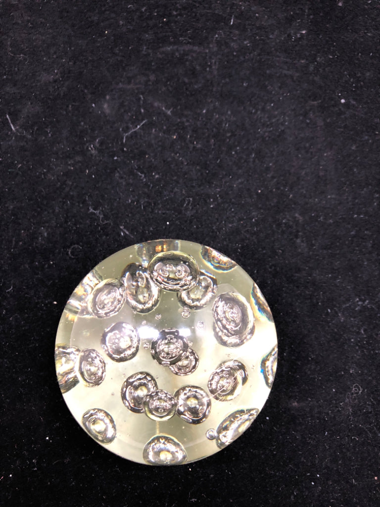 BUBBLE GLASS PAPERWEIGHT.