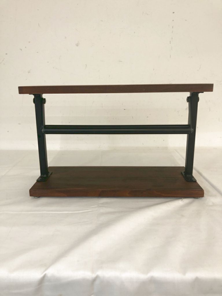 DARK WOOD/ METAL COUNTER PAPER TOWEL HOLDER.