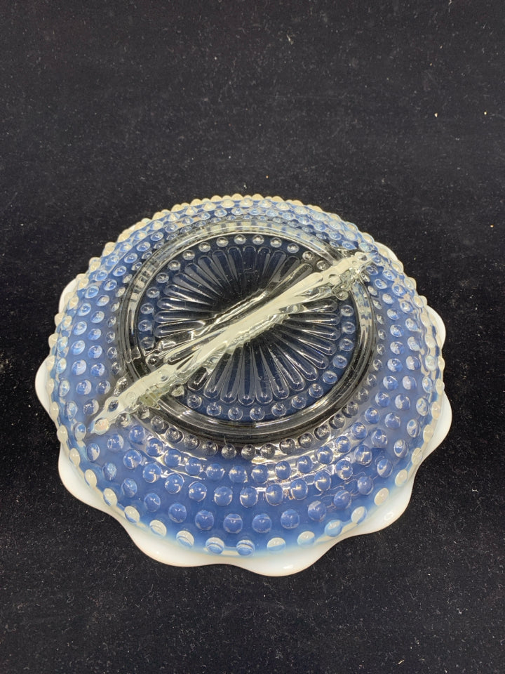 VTG HOBNAIL WHITE WAVY EDGE DIVIDED DISH.