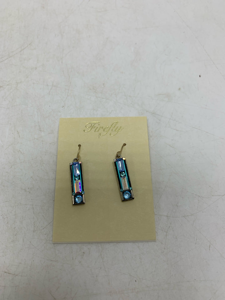 Firefly Blue Dangle Architectural Rectangle Earrings