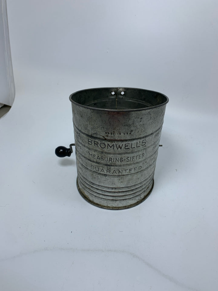 VTG BROMWELL'S GALVANIZED SIFTER.