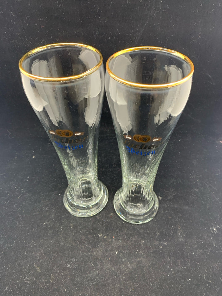 2 TUCHER GERMAN PINT BEER GLASSES.