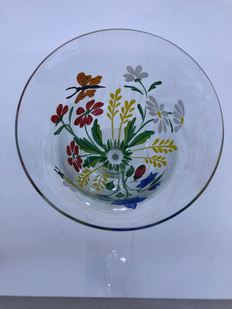 2 FLORAL PAINTED GLASSES.