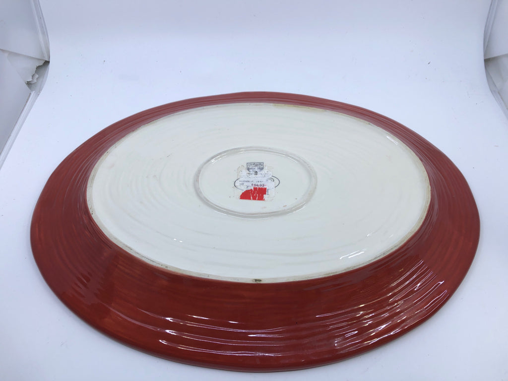 ROOSTER PAINTED OVAL SERVING PLATE.