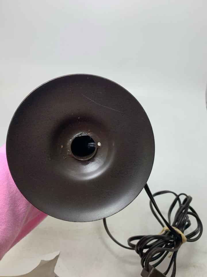 BROWN METAL BASE CANDLE LAMP.