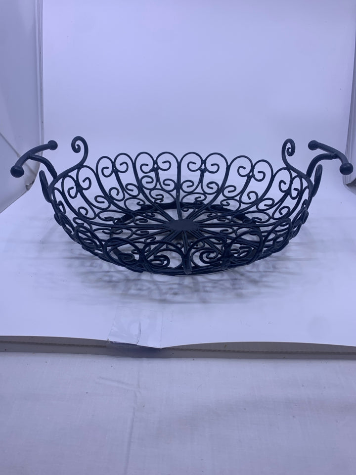 HEAVY METAL BLUE BOWL W HANDLES.