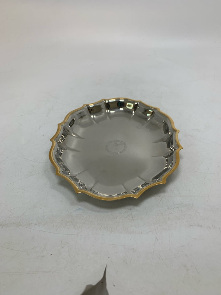 STAINLESS STEEL MINT TRAY GOLD RIM MODEL A FORD CLUB.
