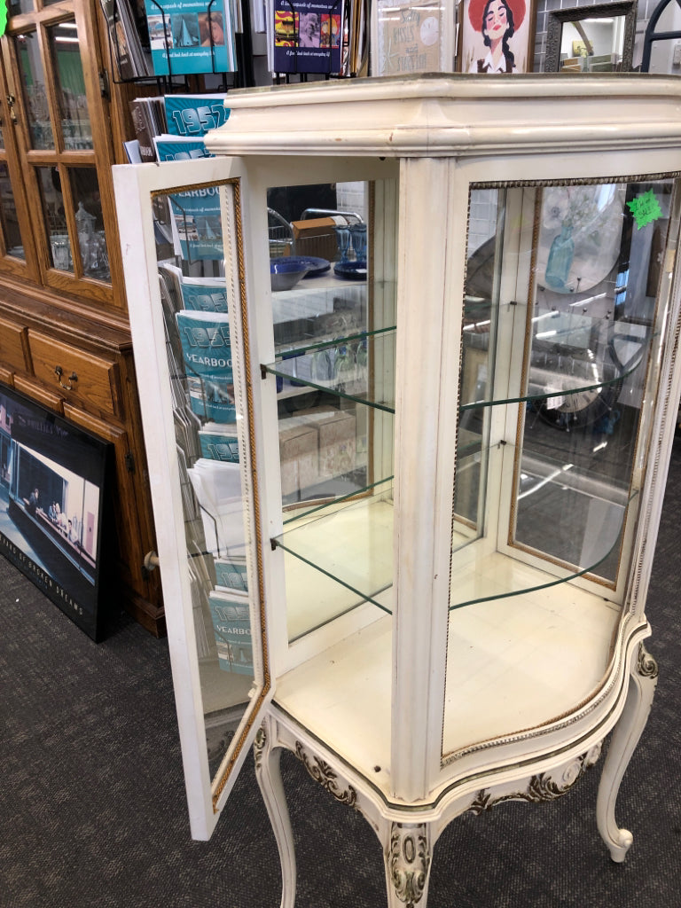 ANTIQUE STYLE MILANO CREAM DISPLAY CURIO CABINET.