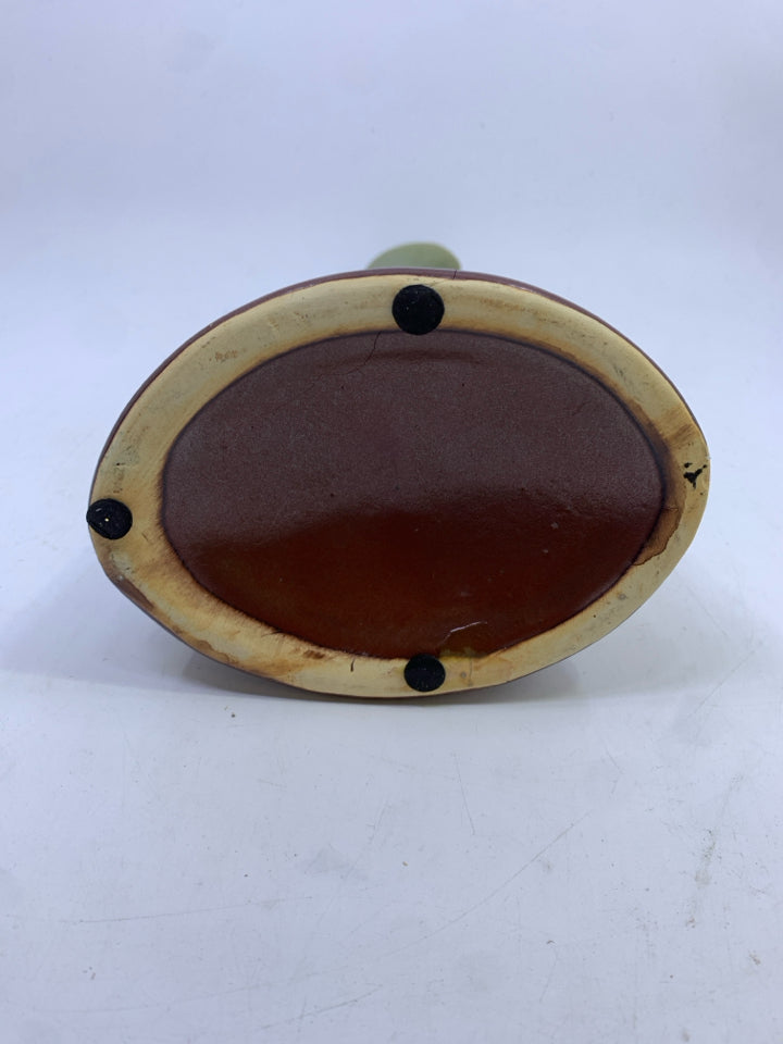 NARROW NECK CERAMIC BUD VASE GREEN/BROWN.