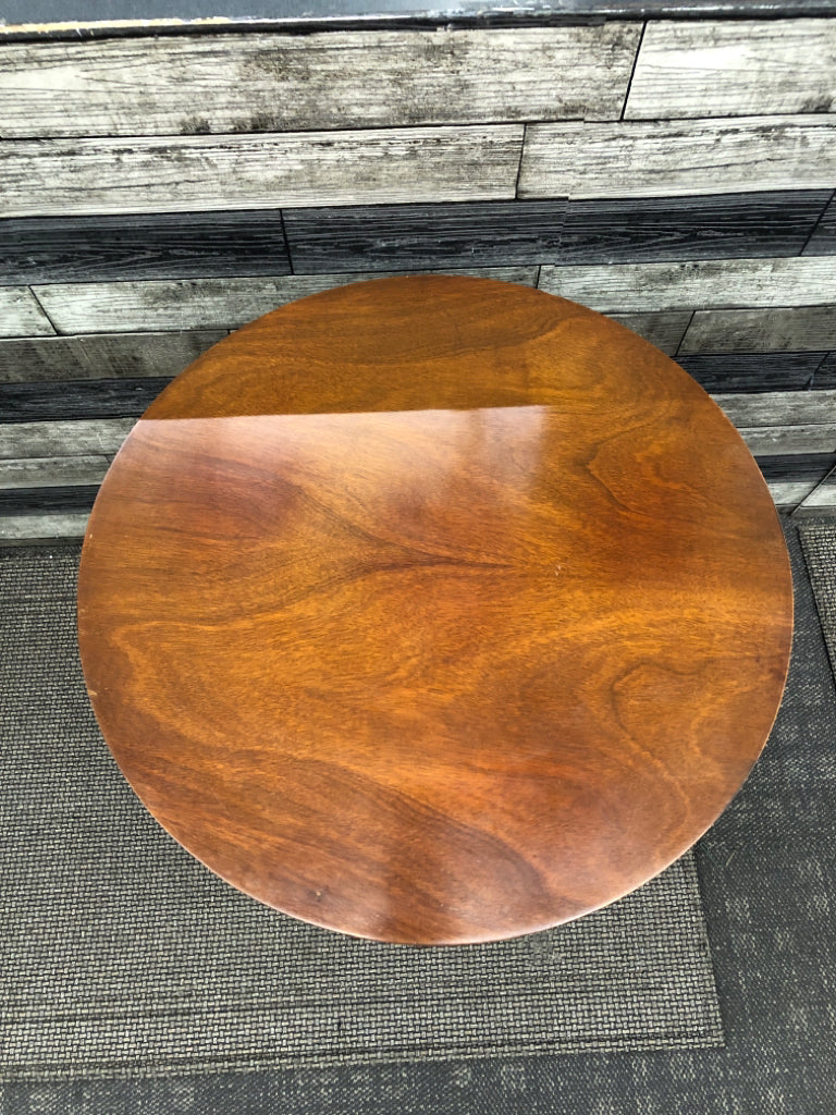 WOODED ROUND TABLE W SMALL DRAWER.